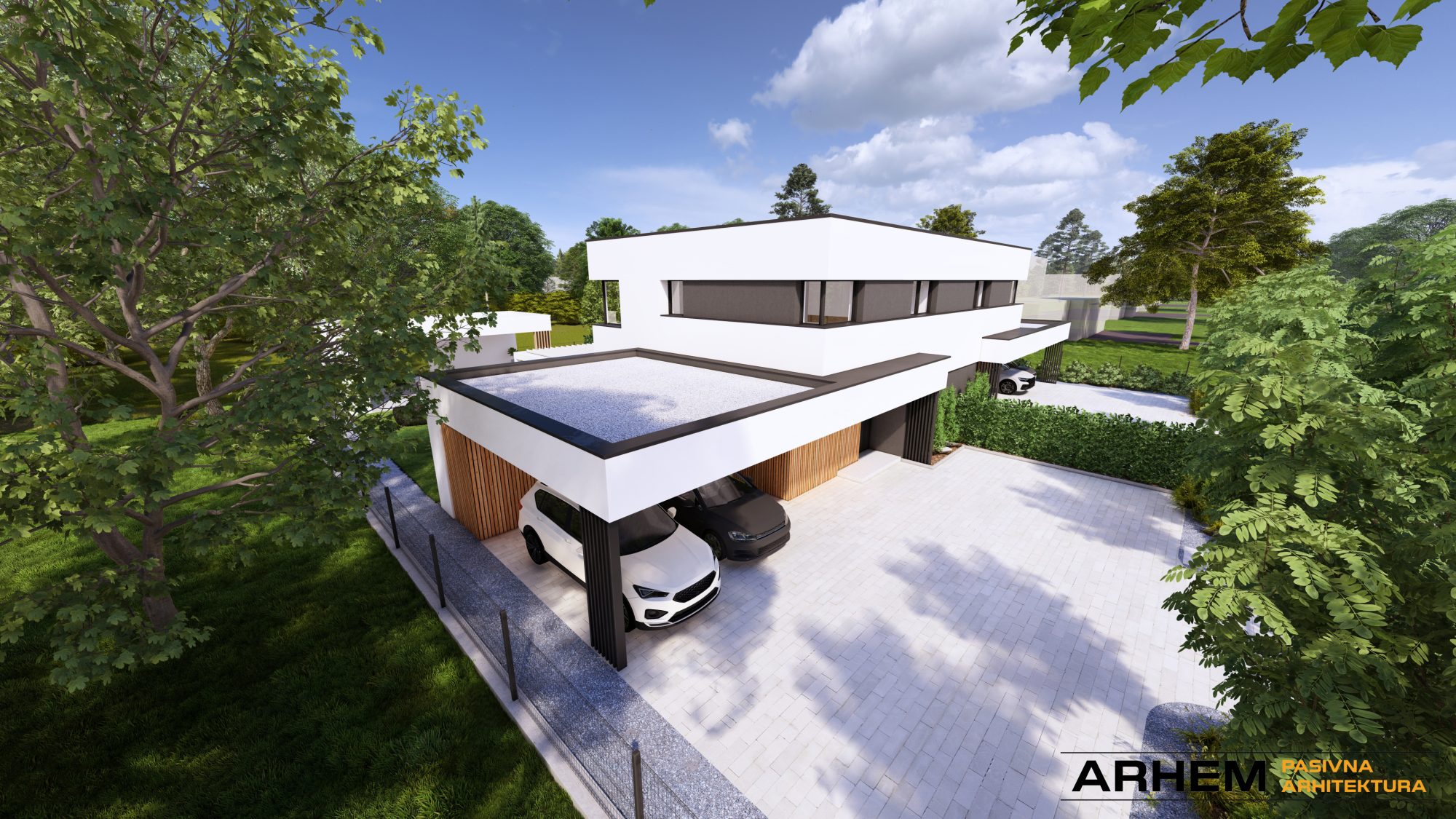 Pasivni dvojček P- Domžale – Arhem.si in PasivnaGradnja.si – dnevni_13 – Photo Pasivna hiša dvojček v Domžalah – sodobna arhitektura z vrtom in nadstreškom, projekt Arhem.si – PasivnaGradnja.si