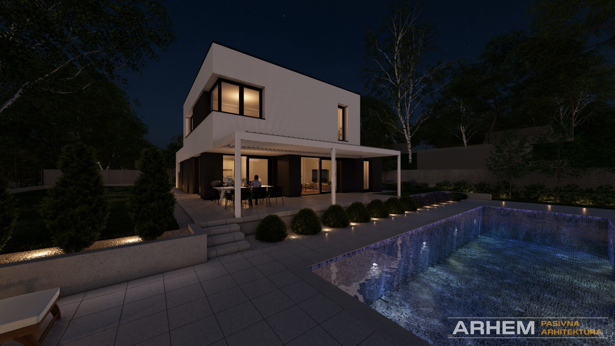 Pasivna hiša D z bazenom – Ljubljana – Arhem.si in PasivnaGradnja.si – nocni_27 – Photo