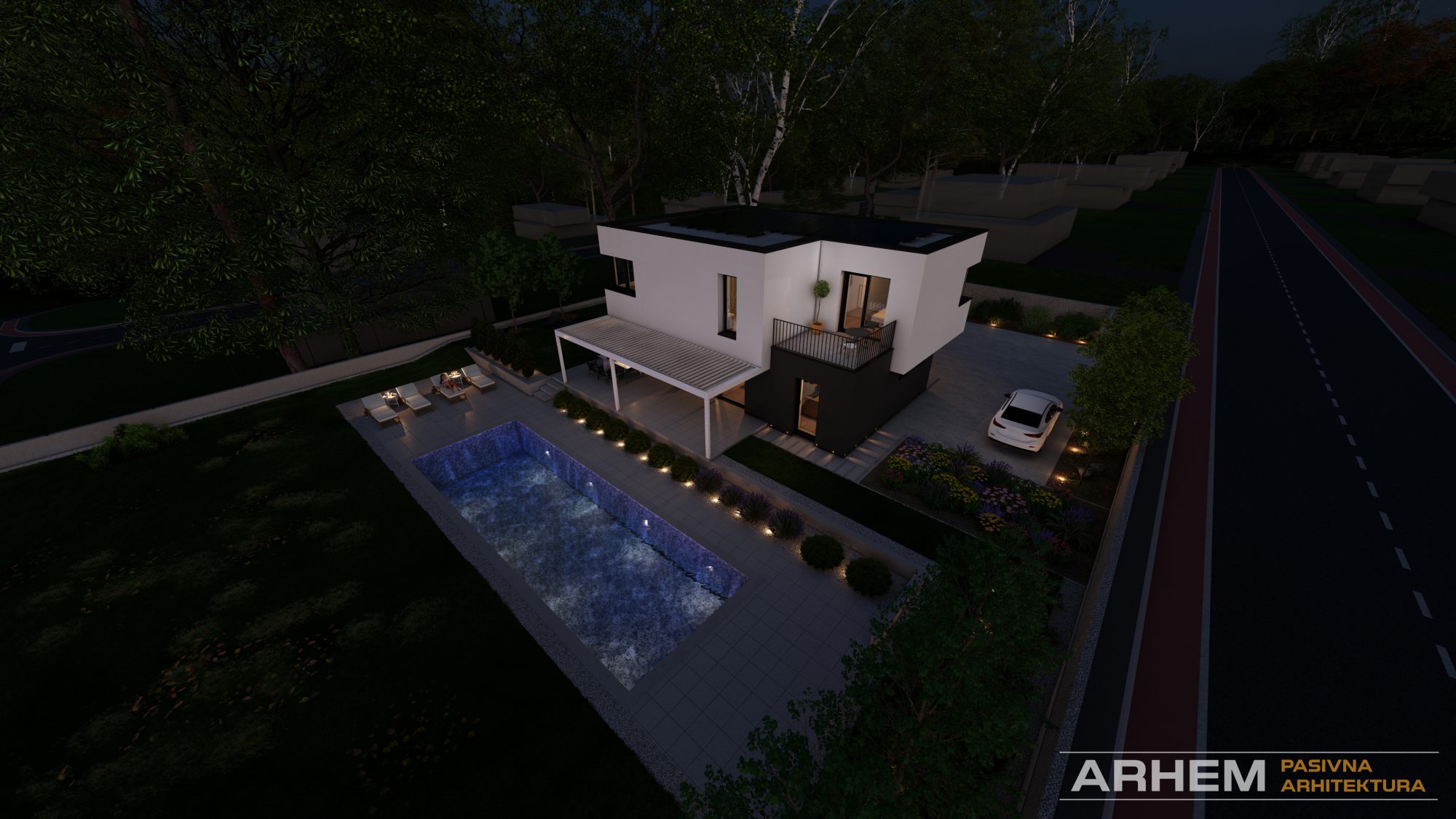Pasivna hiša D z bazenom – Ljubljana – Arhem.si in PasivnaGradnja.si – nocni_31 – Photo