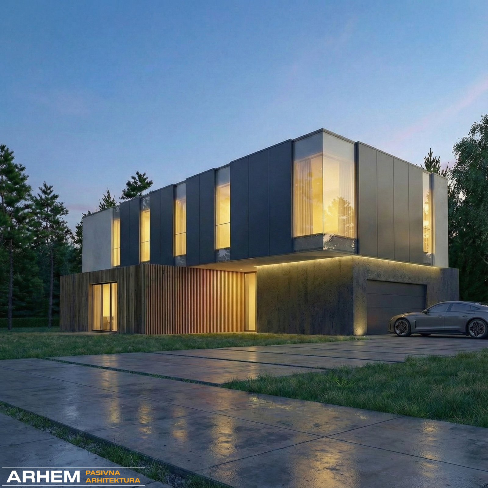 Pasivna hiša A – Ljubljana – Arhem.si in PasivnaGradnja.si – kvadrat – 4 – dnevni – logo