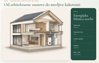 Tehnični prerez pasivne hiše za PHPP z enotno temeljno ploščo in neprekinjeno obodno izolacijo